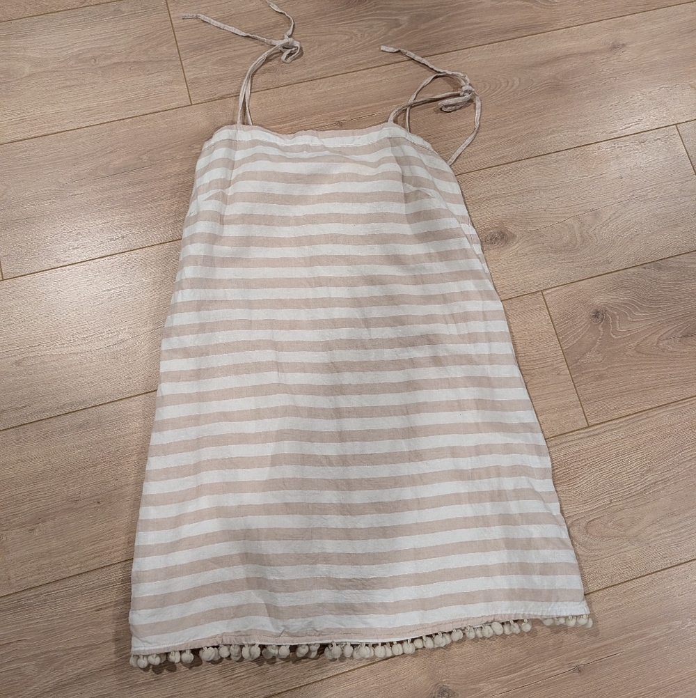 J. Crew Beige and White Striped Dress Small